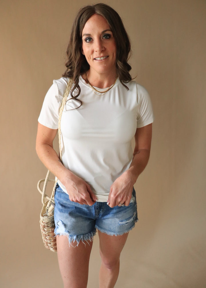 Basic Bamboo Tee in Off White