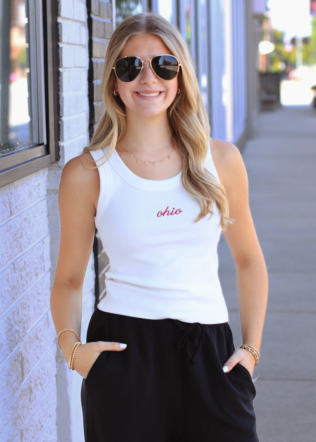 Ohio Script Ribbed Tank Top