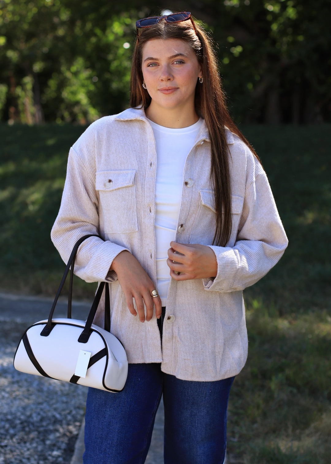 RESTOCK Fall Season Two Tone Shacket in Oatmeal