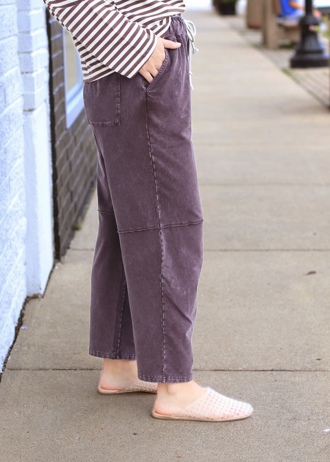Mineral Wash Cropped Straight Leg Pants