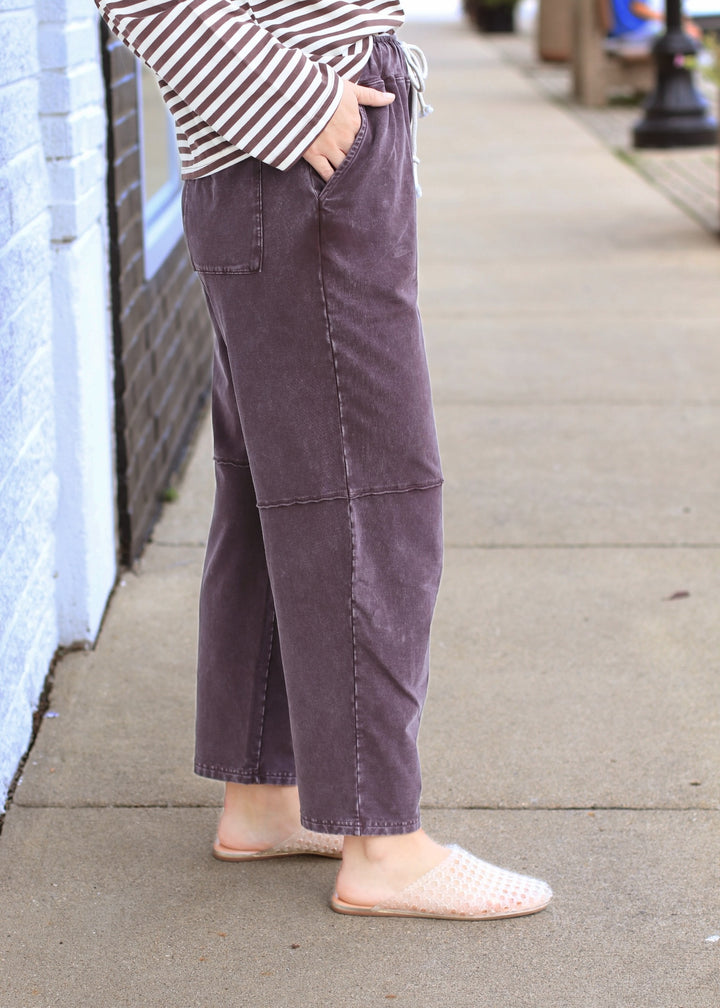Mineral Wash Cropped Straight Leg Pants