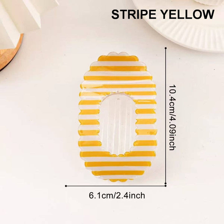 Stripe Pink Scalloped Edge Flat Hair Claw Clip