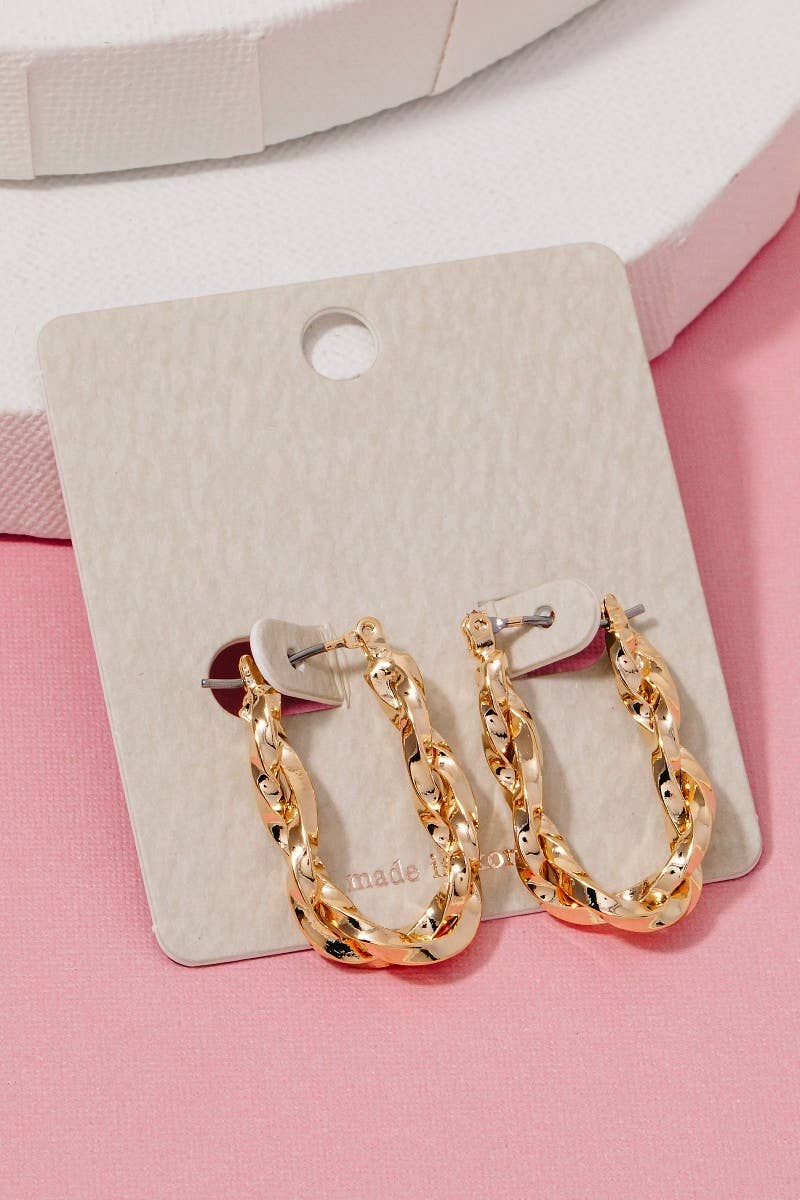 Twisted Oval Latch Hoop Earrings