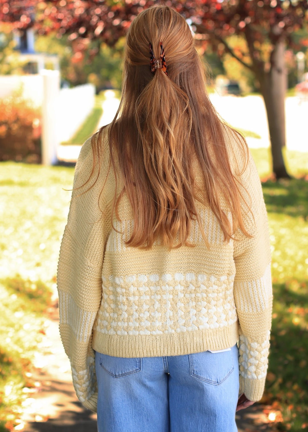 Butter Yellow Contrast Stripe Cardigan