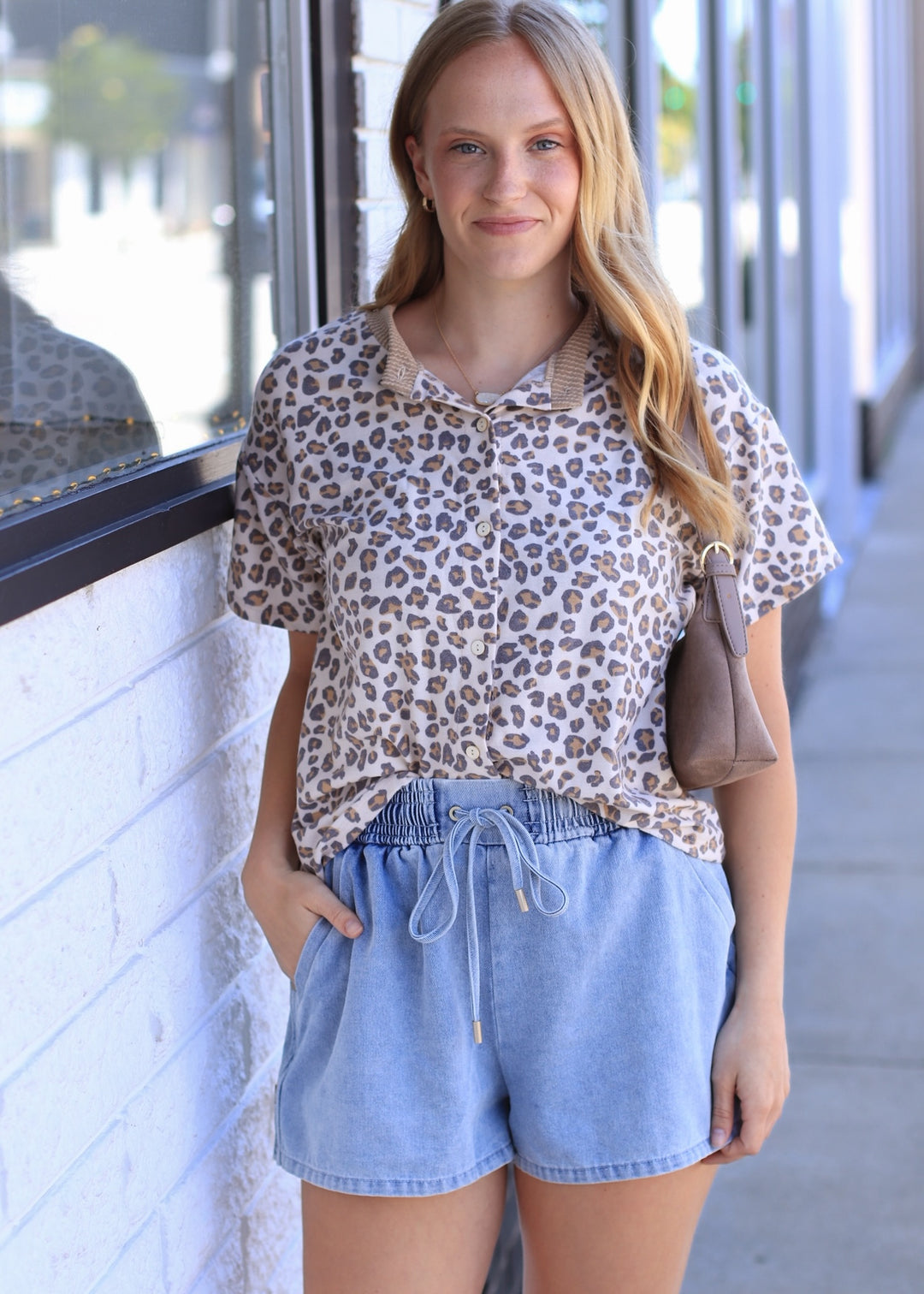 Leopard Print Button Down French Terry Cardigan