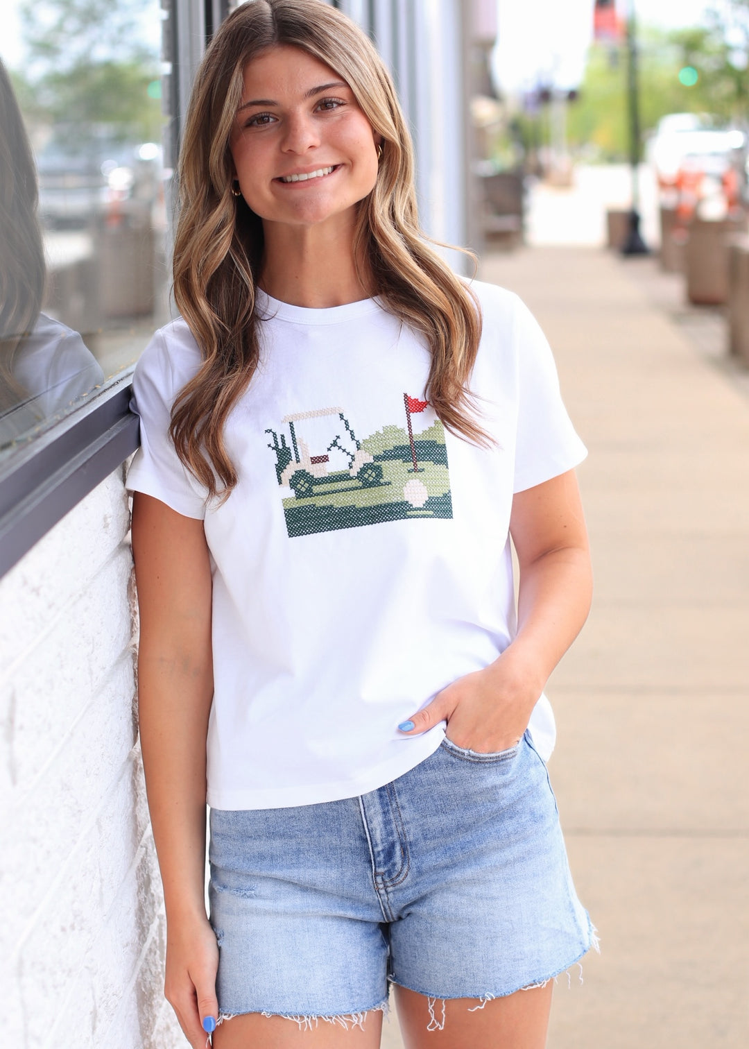 Golf Cart Embroidered Knit Tee