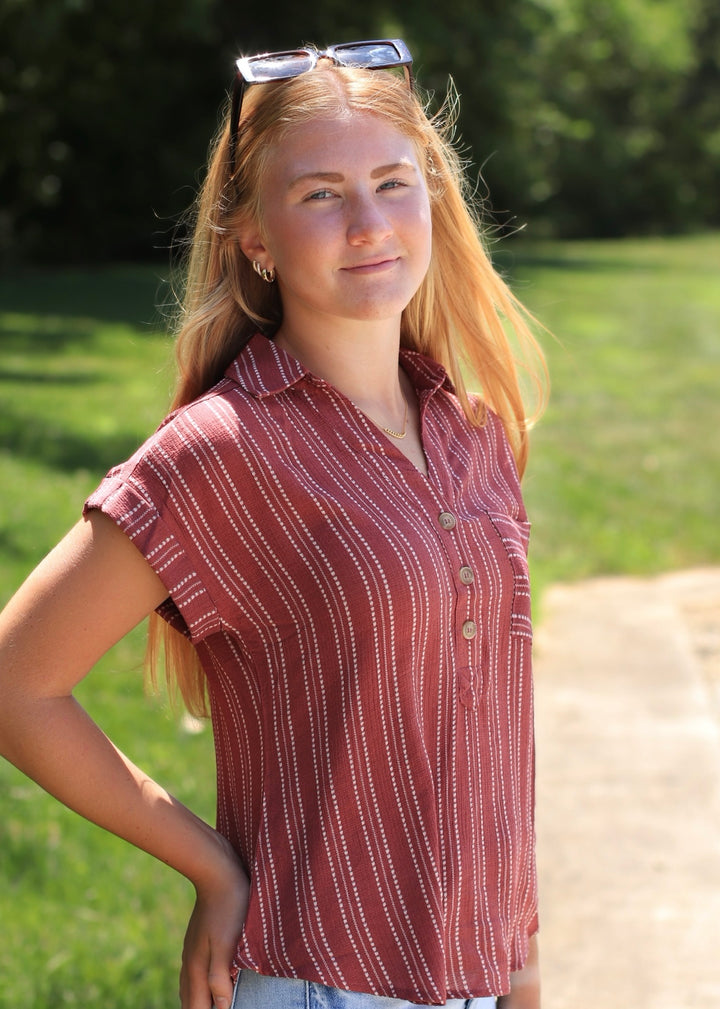 The Maren Burgundy Blouse