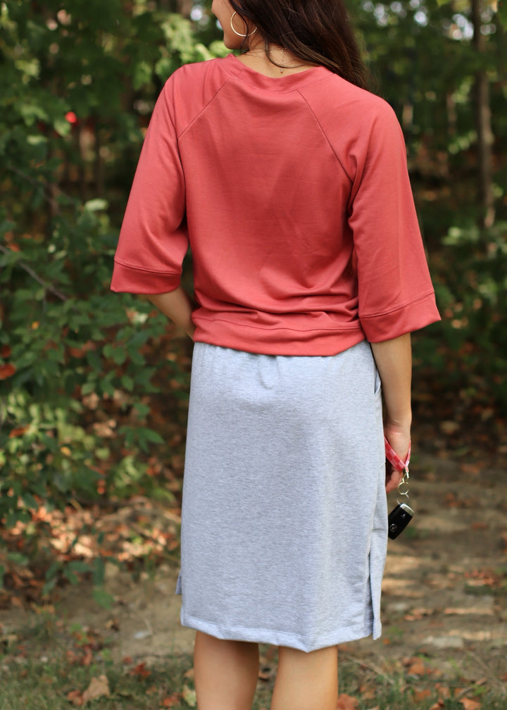 CLEARANCE FINAL SALE  Everyday Drawstring Skirt in Heather Grey