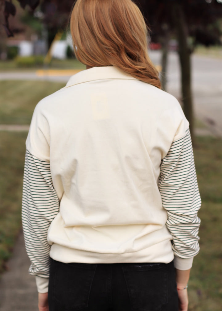 Between the Lines Half Zip Mock Neck Sweatshirt