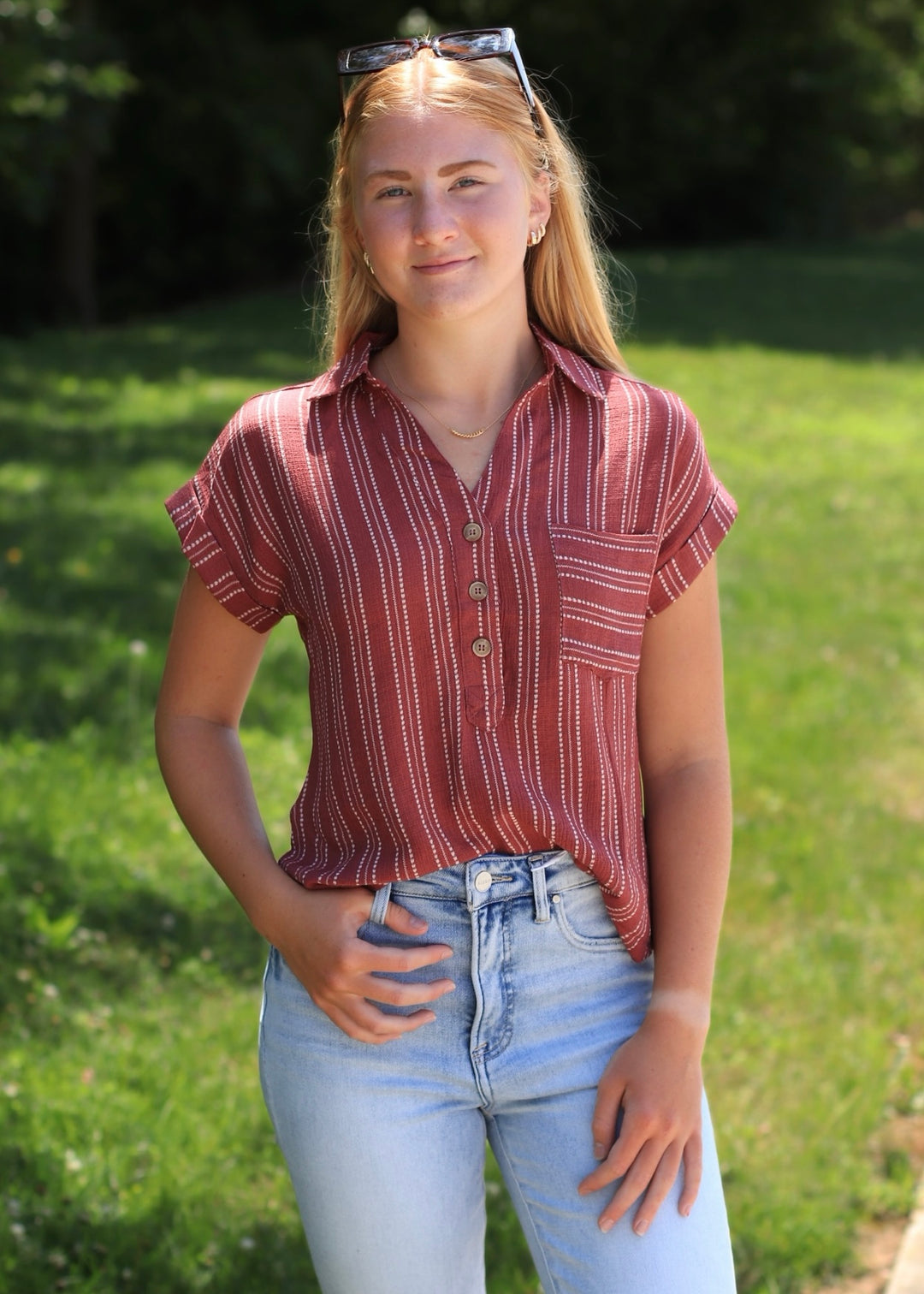 The Maren Burgundy Blouse