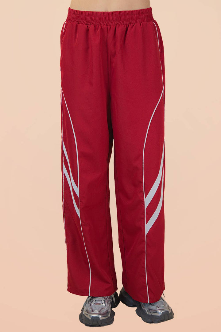 Wide Leg Track Pants W/ Piping Detail