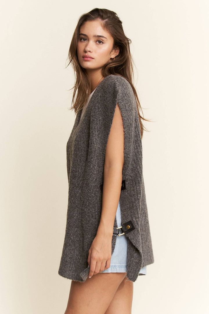 Buckled Oversized Sweater Vest