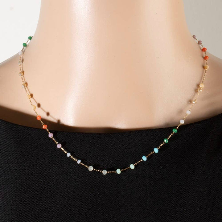 Assorted Dainty Bead Station Chain Necklace