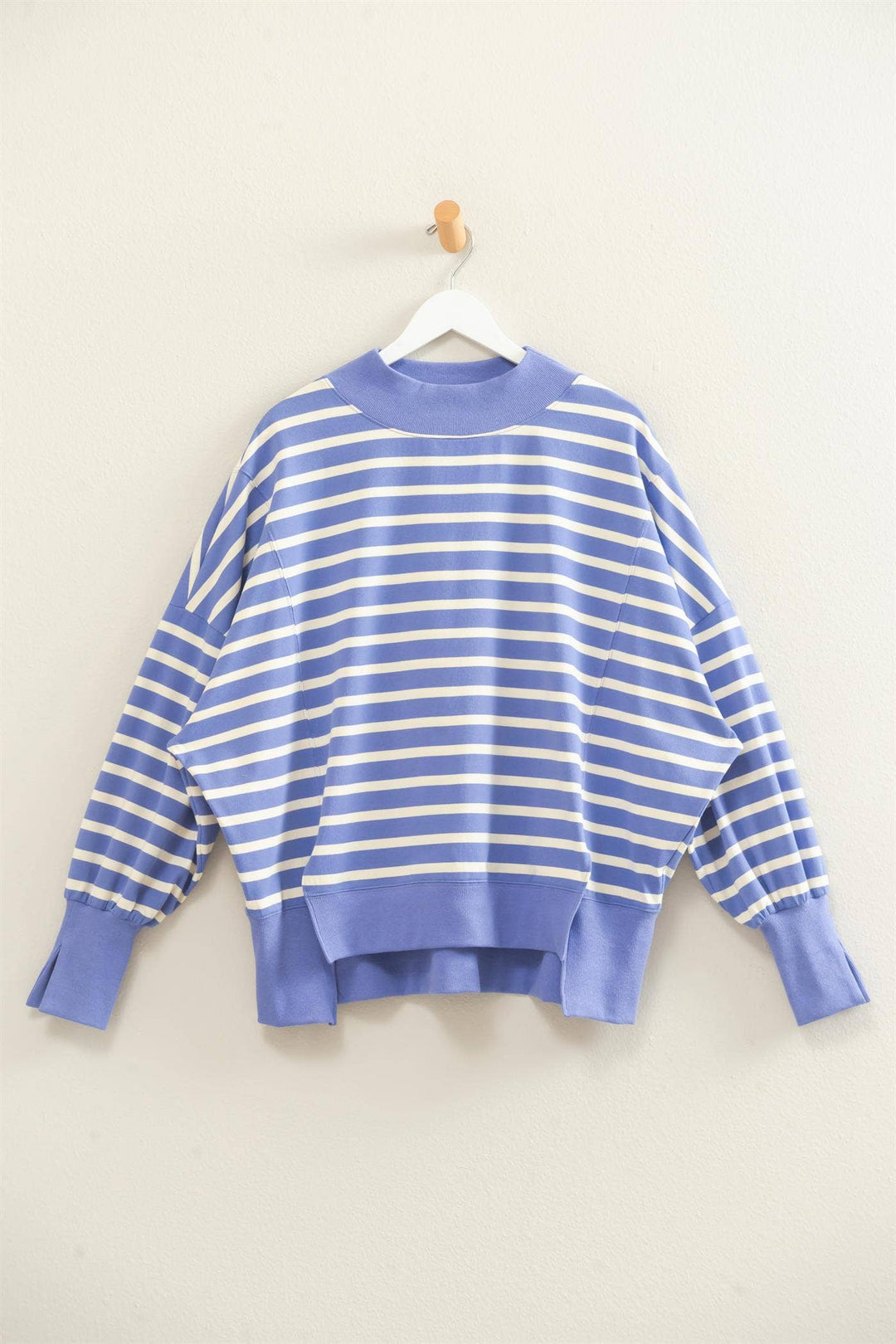 Striped Mock Neck Sweatshirt
