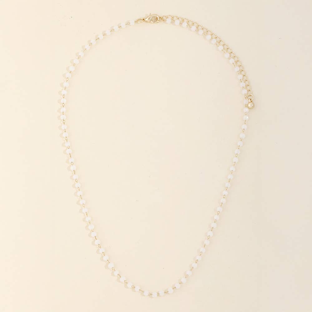 Dainty Faceted Bead Station Chain Necklace