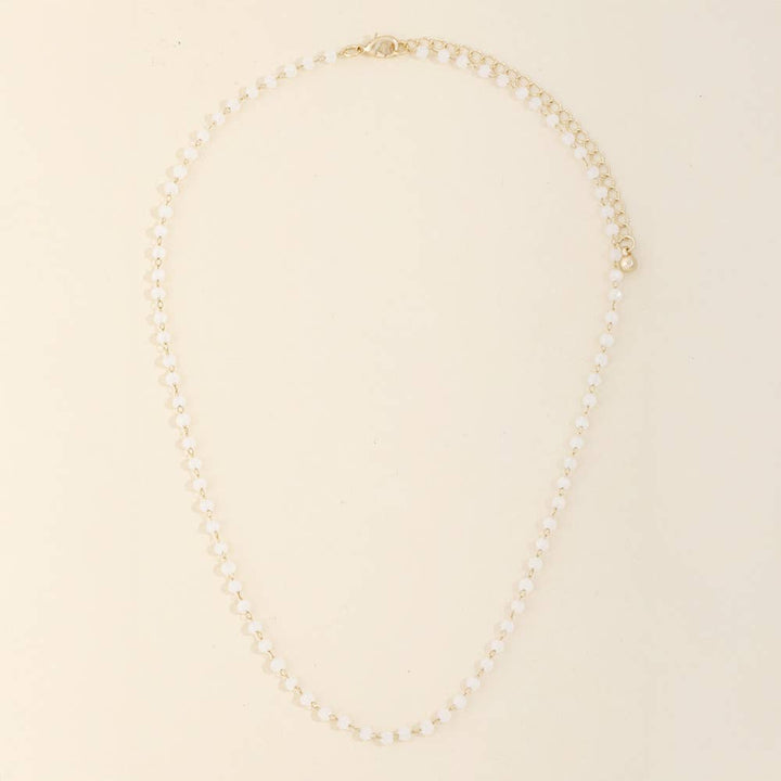 Dainty Faceted Bead Station Chain Necklace