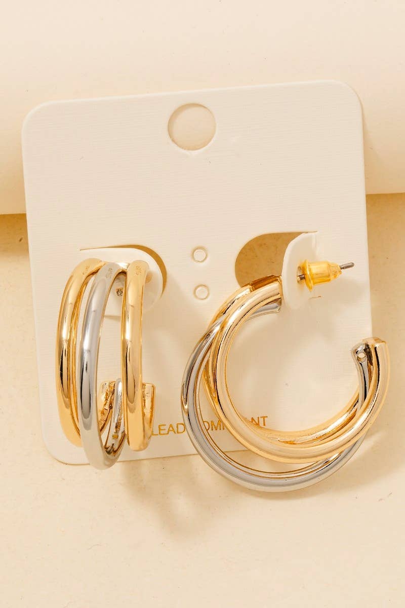 Mixed Layered Tube Hoop Earrings