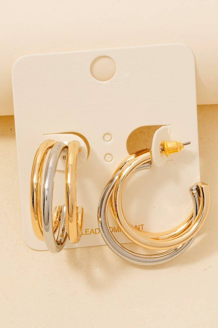 Mixed Layered Tube Hoop Earrings