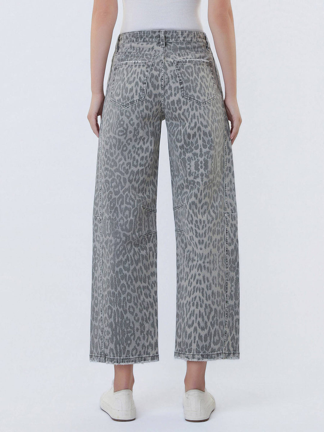 The Grey Leopard Drawstring Barrel Jeans