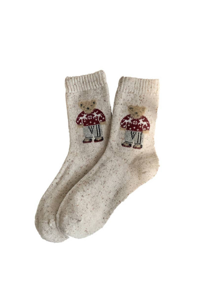 Thick Warm Wool Socks Bear Knit Crew Socks