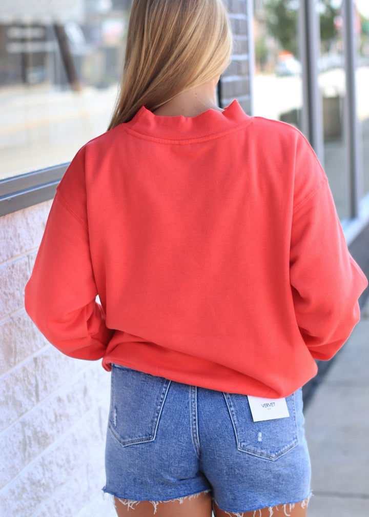 The Lake House Mockneck Sweatshirt in Cayenne