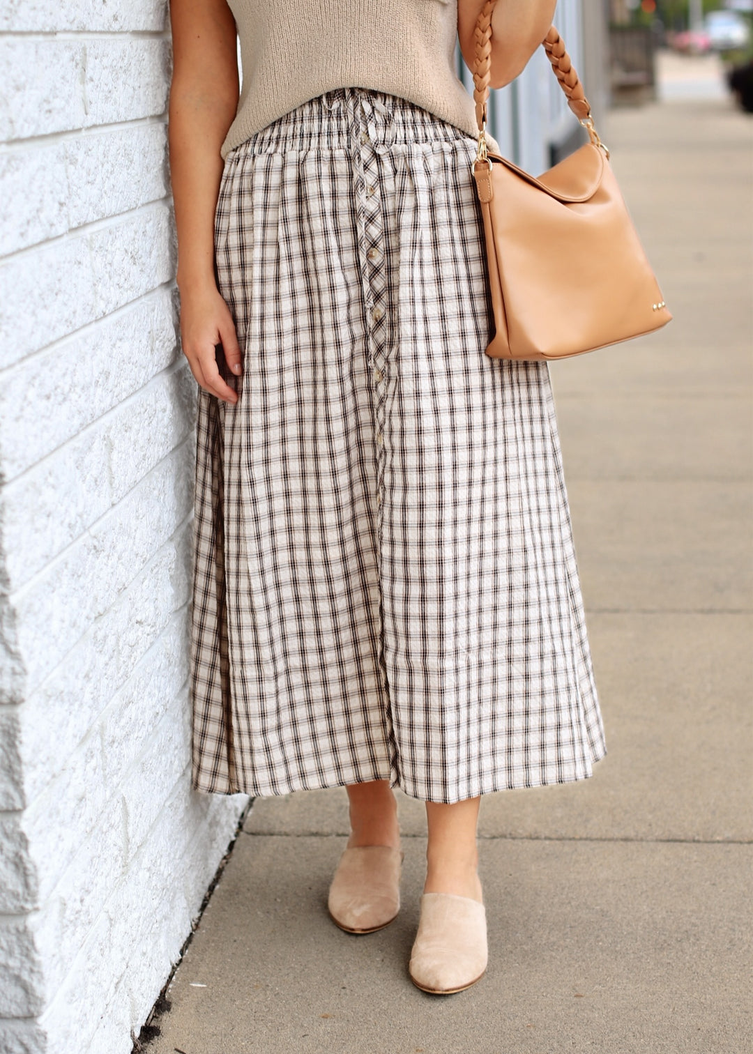 Prairie Check Midi Skirt
