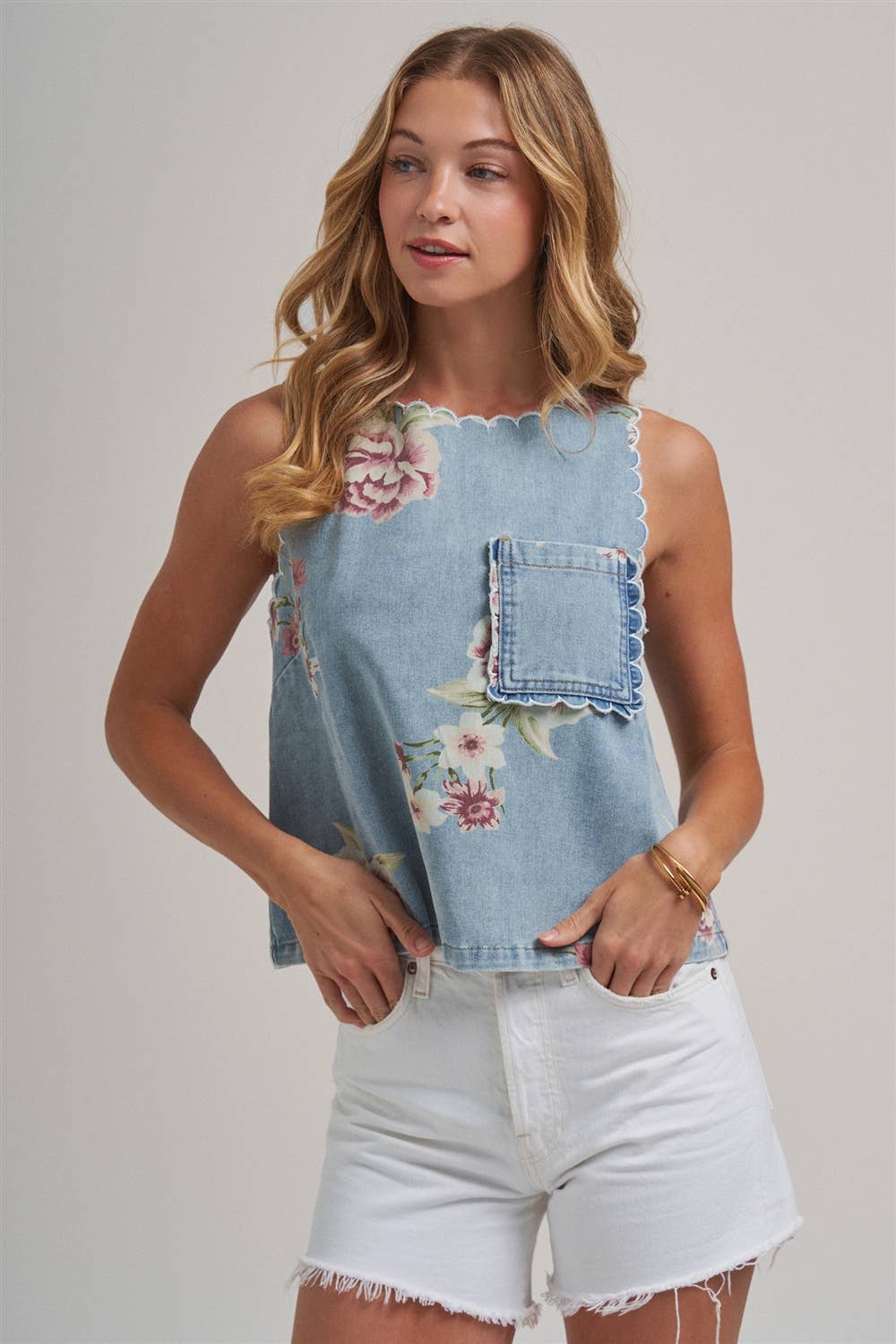 The Vintage Bloom Denim Top 🌸