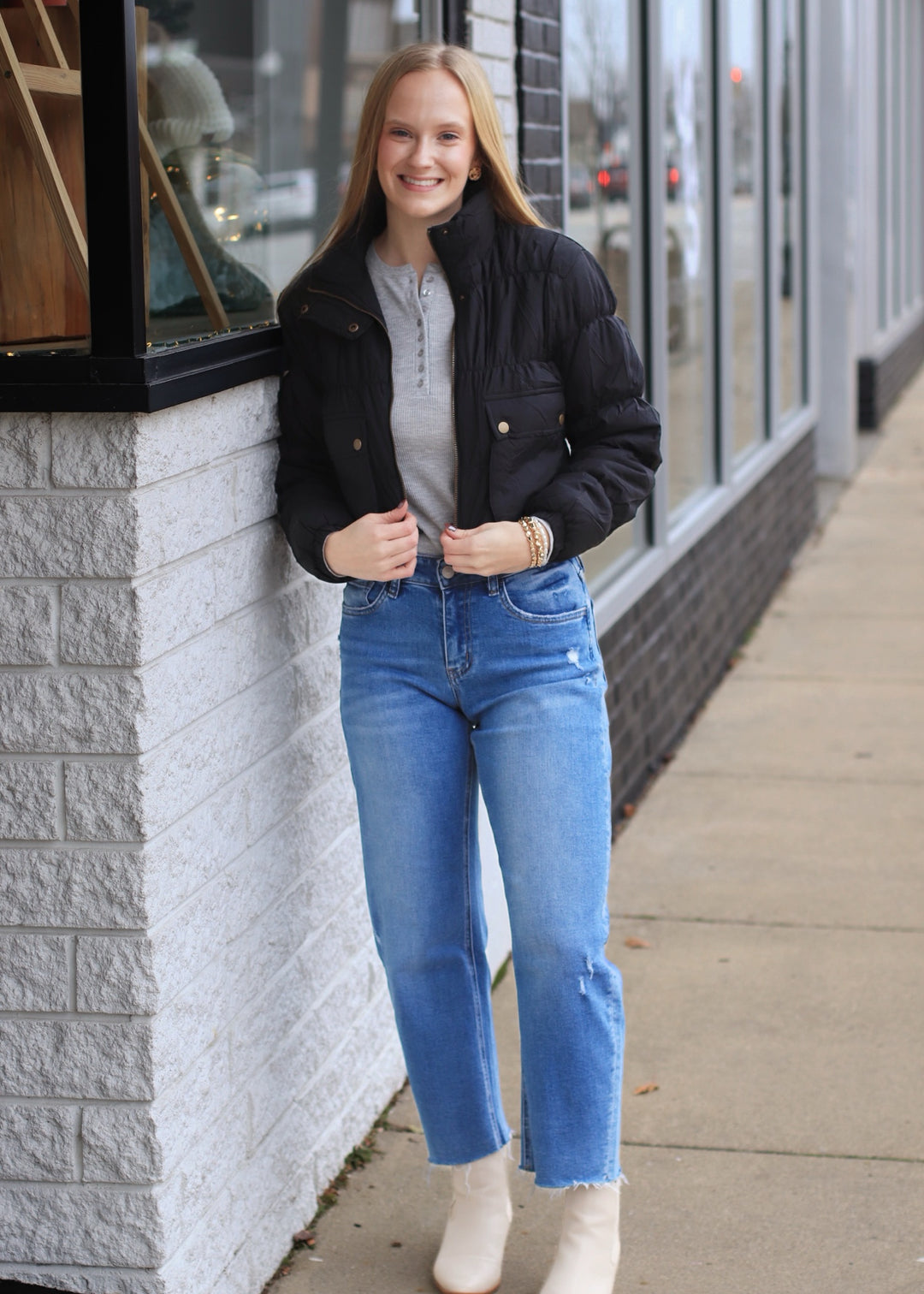 CLEARANCE FINAL SALE  CLEARANCE FINAL SALE  Beatrice Cropped Cargo Puffer Jacket