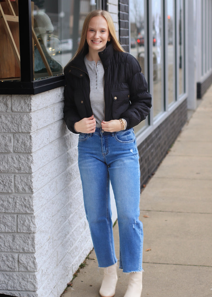 CLEARANCE FINAL SALE  CLEARANCE FINAL SALE  Beatrice Cropped Cargo Puffer Jacket