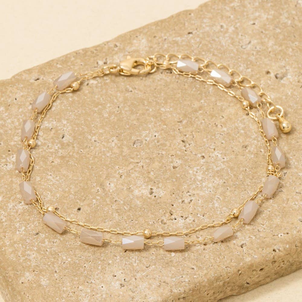 Faceted Glass Beads Layered Dainty Chain Bracelet
