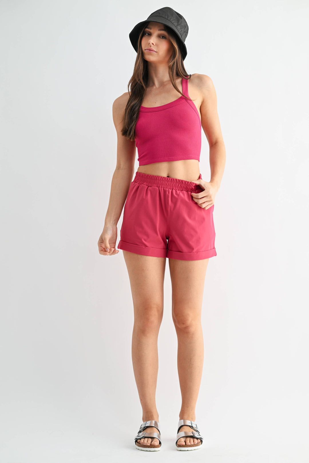 Highwaist Athleisure Shorts with Cuffed Leg
