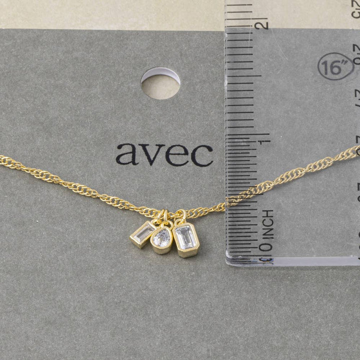 Dainty Triple Cz Charm Twisted Chain Necklace