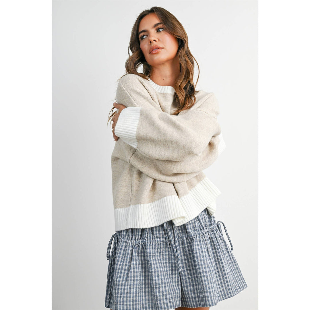 Cozy Contrast Trim Sweater
