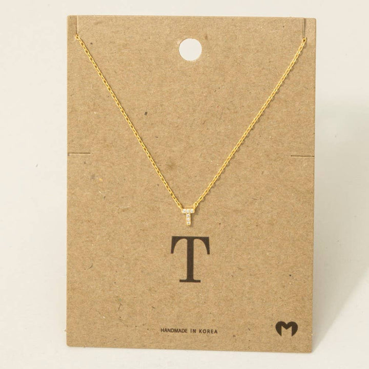 Mini Rhinestone Initial Necklace