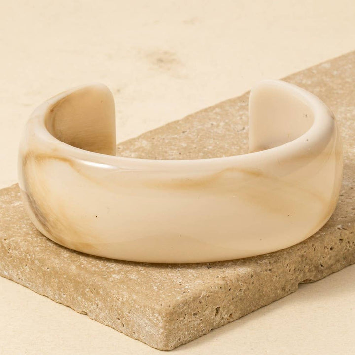 Wide Marble Resin Cuff Bracelet