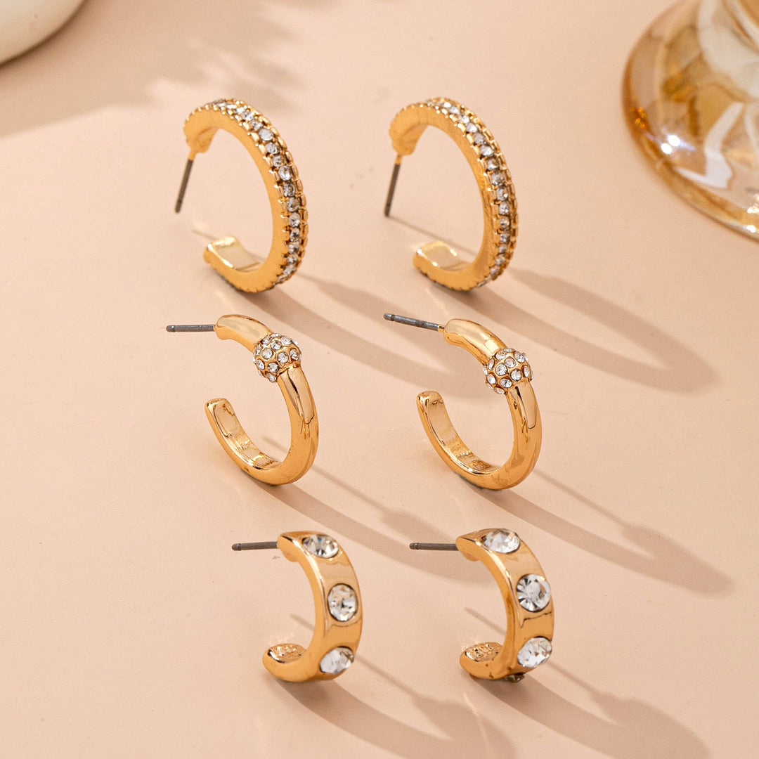 Gold-Tone Crystal Huggie Hoop Earring Set
