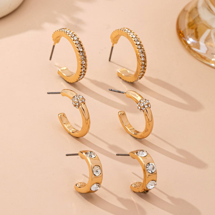 Gold-Tone Crystal Huggie Hoop Earring Set