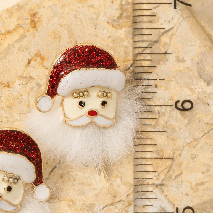 Enamel Santa Claus Fuzzy Beard Stud Earrings