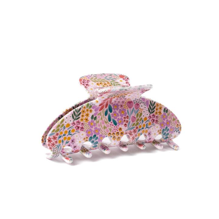 Floral Claw Clip Blue Stripes