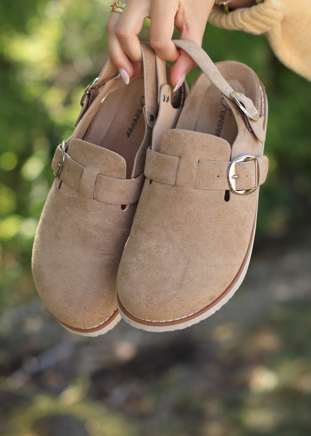 Slingback Clogs in Taupe
