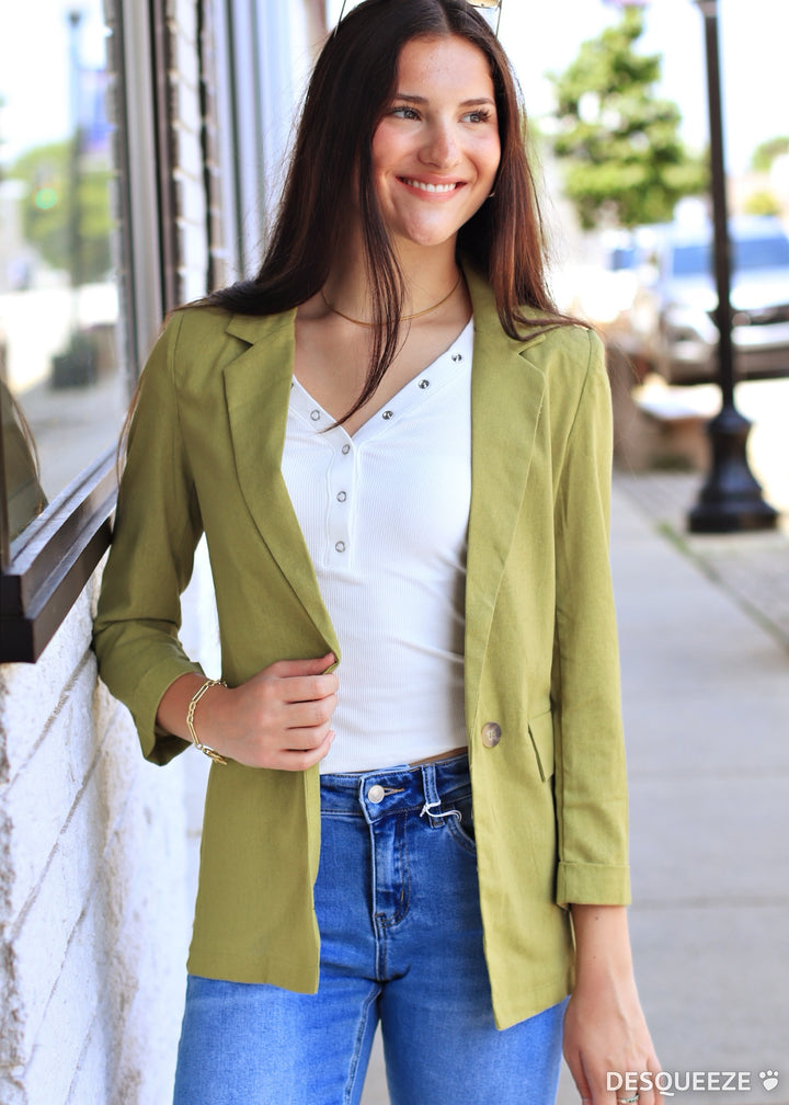 Restock Peacock 3/4 Cuff Collared Blazer
