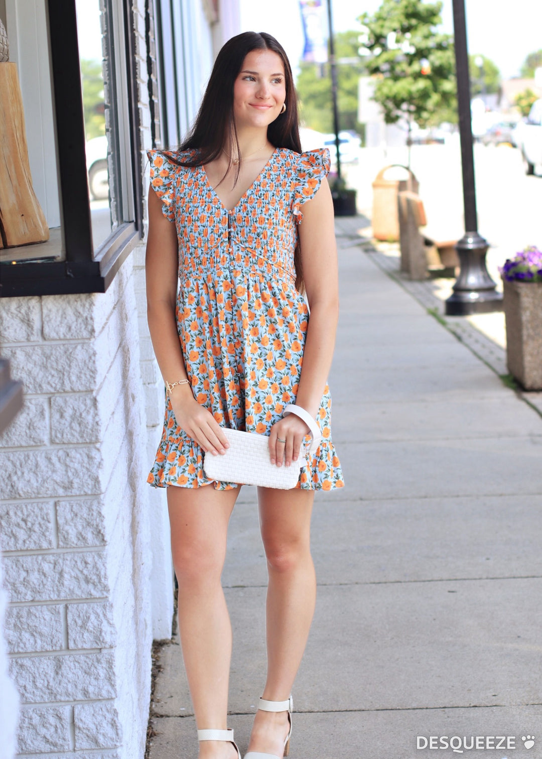 Floral Ruffle Sleeve Mini Dress