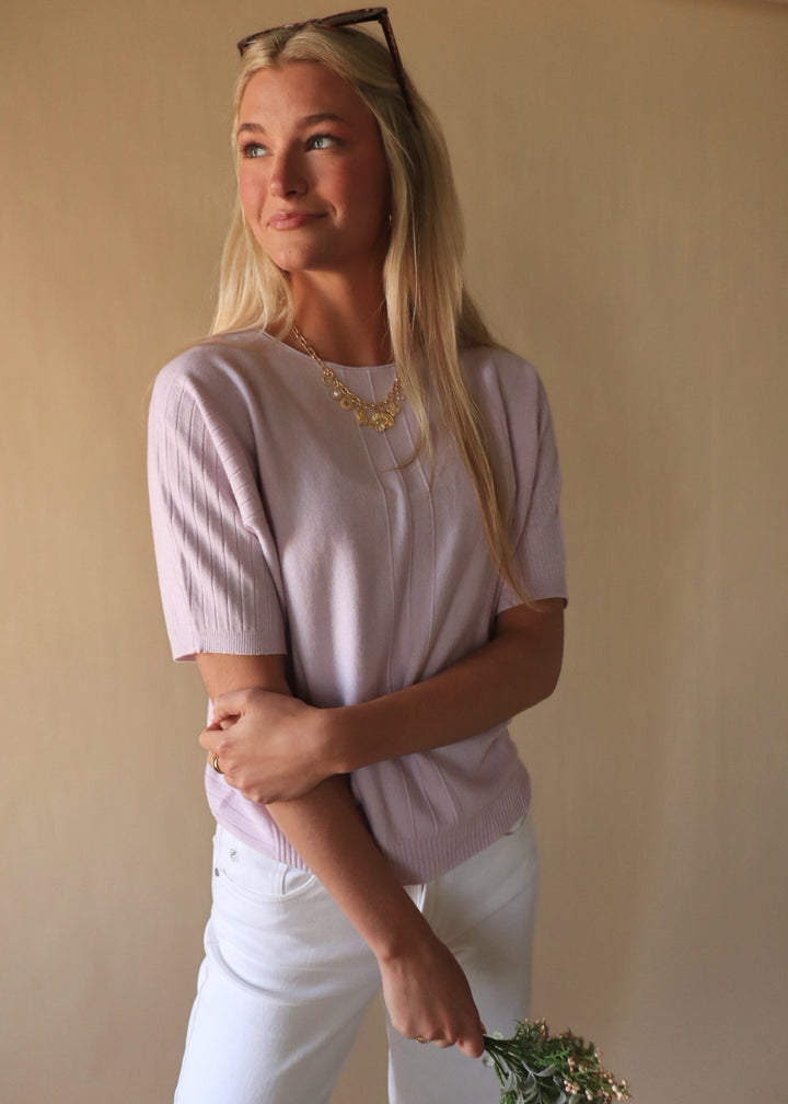 Soft Fine Gauge Short Sleeve Dolman Sweater