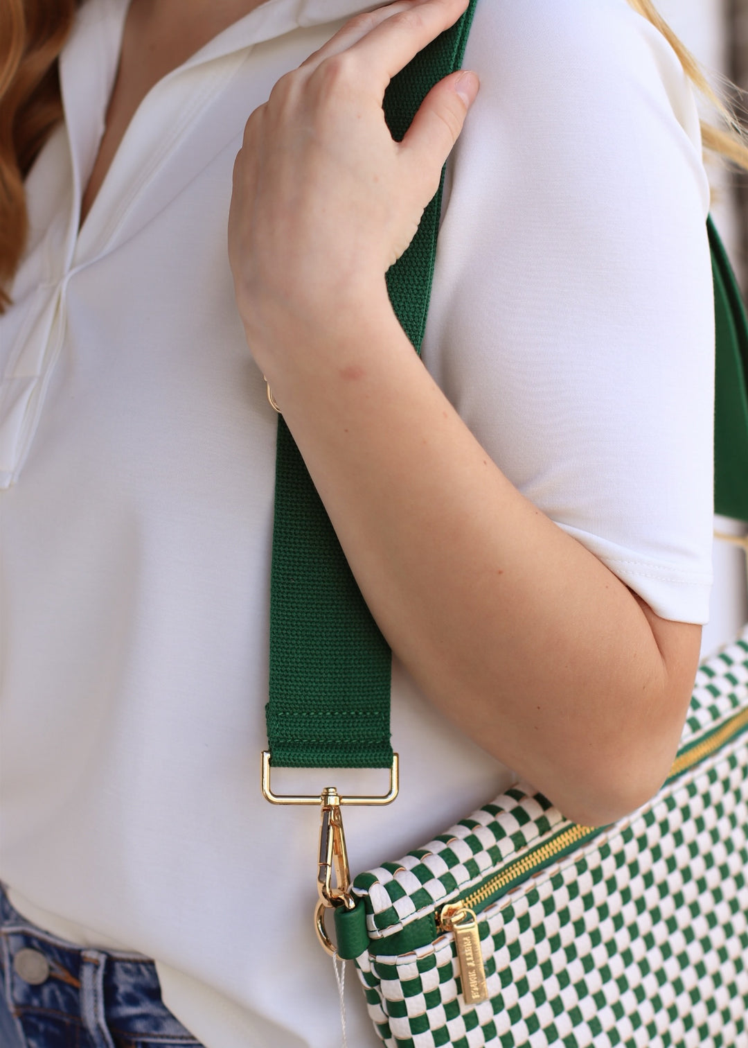 Westlyn Woven Bum Bag in Emerald Checkered