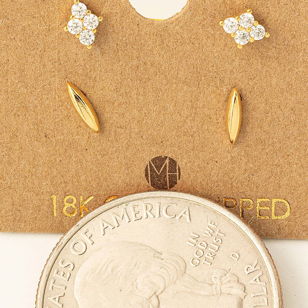 Mini Four Piece Rhinestone Stud Earrings