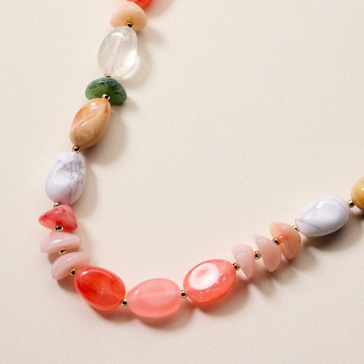 Organic Resin Bead Necklace  - Pink Combo