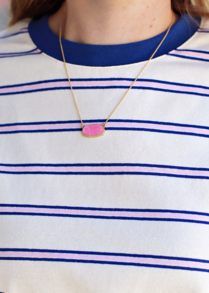 Pink Stone Charm Necklace