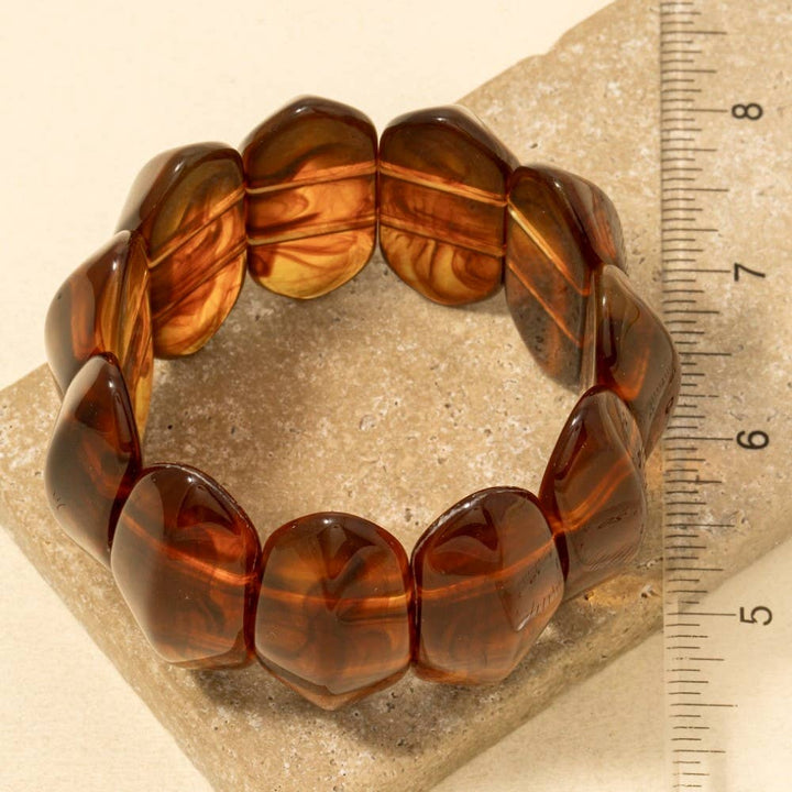 Large Oval Acetate Resin Elastic Bracelet