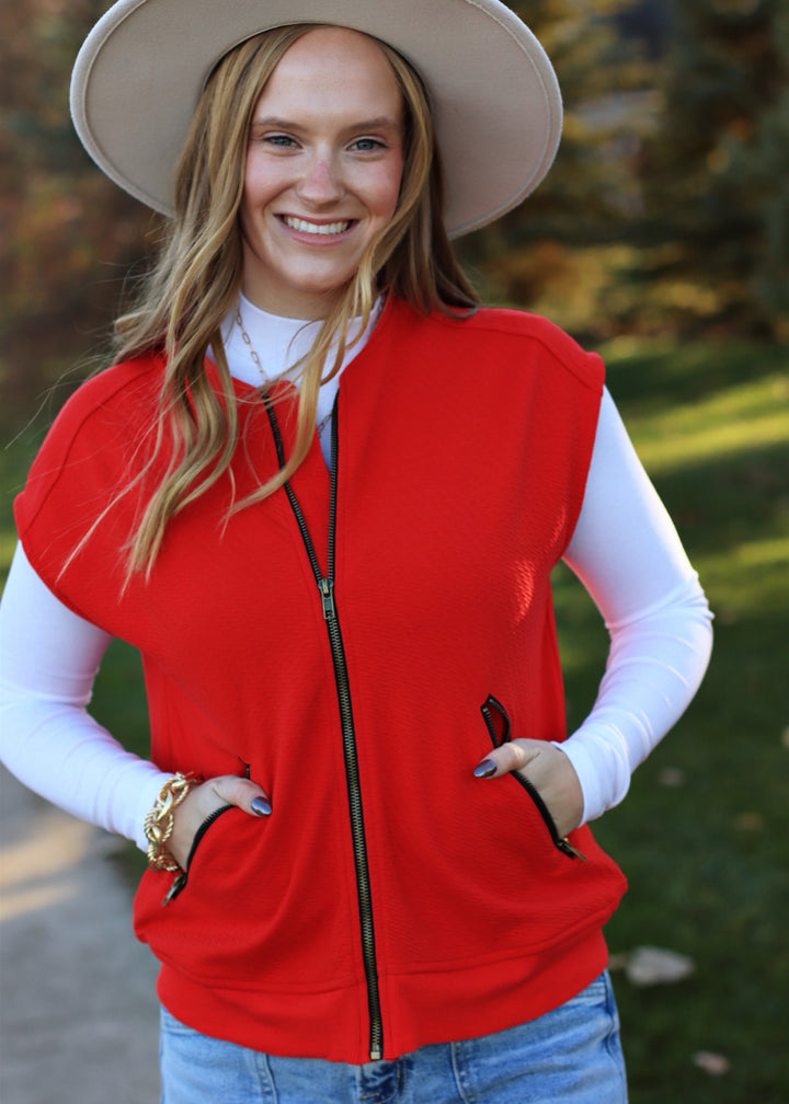 CLEARANCE FINAL SALE Riley Modern Vest in Red