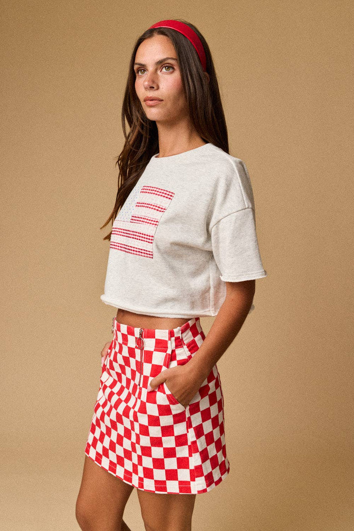 American Flag Patch Top